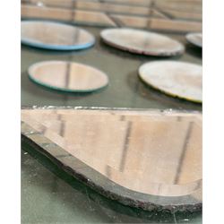 Group of early 20th century mirror panels, eight bevelled and of rectangular outline (23cm x 8cm) five circular concave, etc.  - COLLECTION BY APPOINTMENT FROM: The White House, Thirsk Road, Easingwold, York, YO61 3NF - CALL 01723 507111 TO ARRANGE