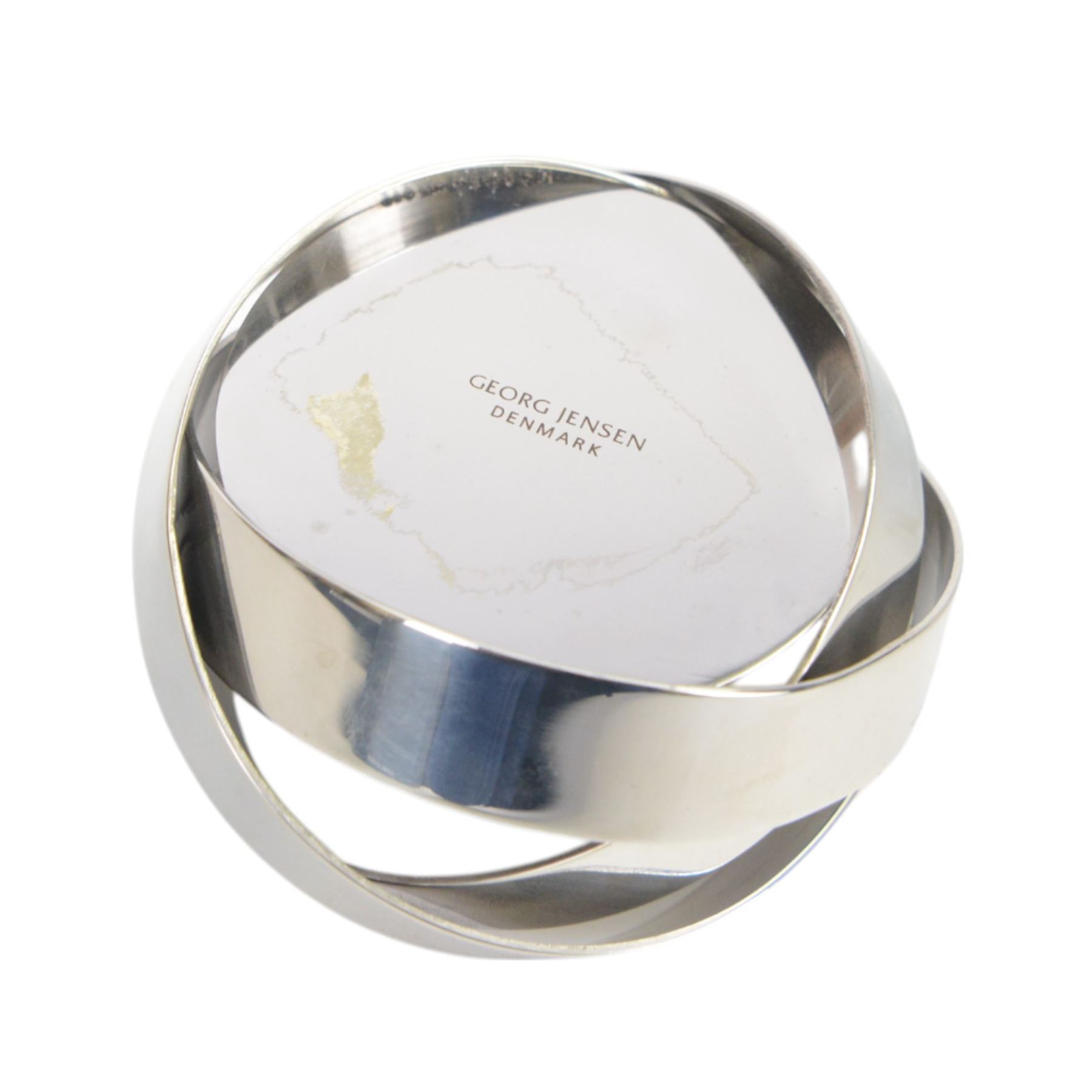 Pair of Georg Jensen stainless steel candleholders and matching pair of tealight holders, both designed by Alken & Bengtsson, with original boxes 