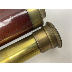 G Adams of London, single draw mahogany bound brass telescope, engraved G Adams of London, extended L116cm