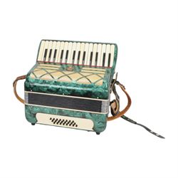Parrot - Chinese two octave 30 treble key piano accordion with 24 bass buttons,14 fold bel...