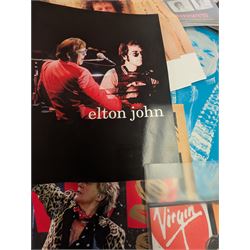 Music memorabilia, comprising signed photographs, including Leo Sayer and Suzie Quattro,  tour programmes, including Rod Stewart and Tina Turner, U2 book, two metal Michael Jackson posters and photographs 