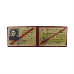 Russia, Soviet union SMERSH id book for a female recipient; Mrs Valentine Puzireva, Soviet SMERSH operative The organization was created during WWII in order to provide counterintelligence and to seek out subversive elements within the Red Army. The name SMERSH, created by Joseph Stalin, roughly means 
