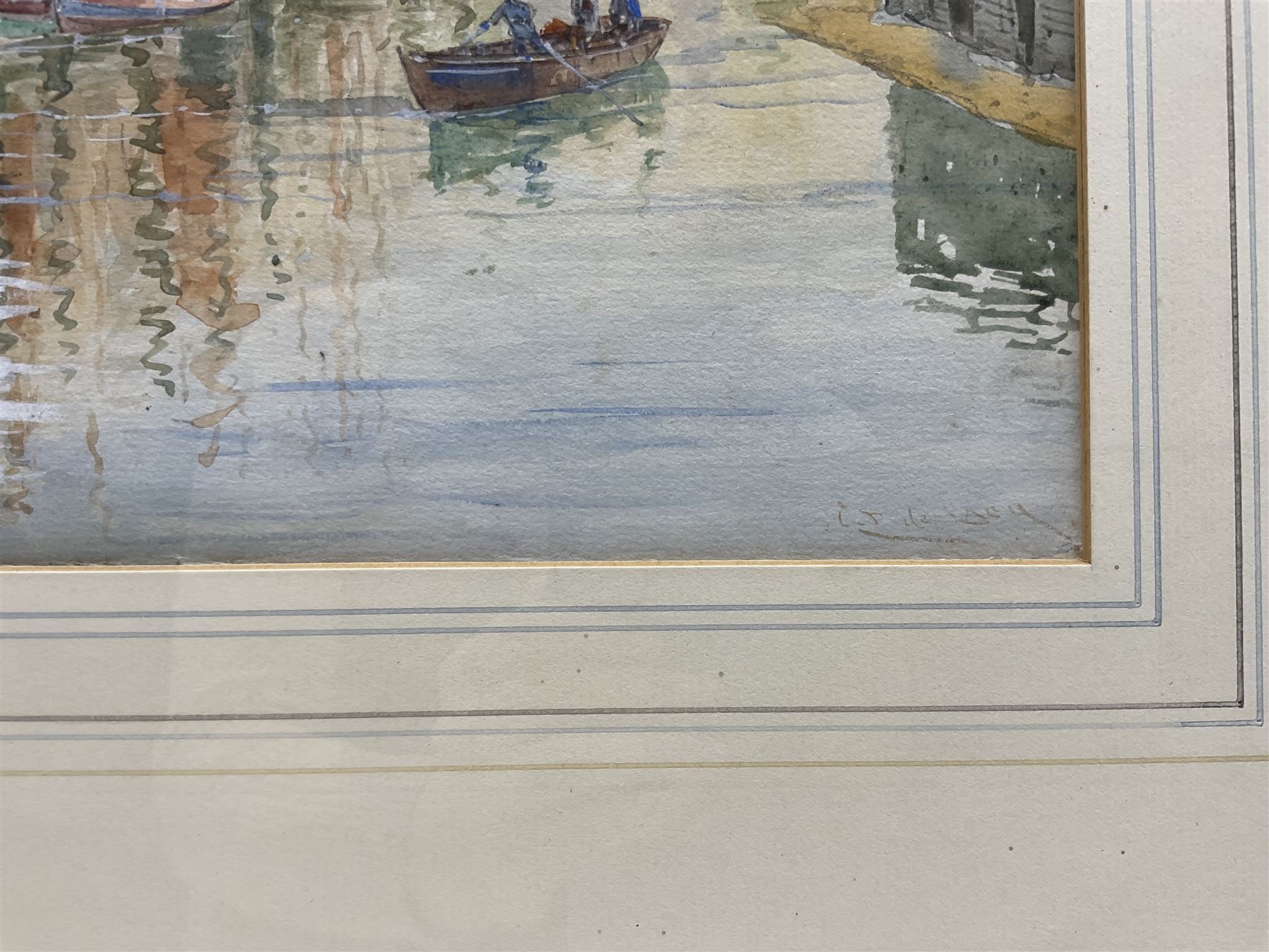 Charles John de Lacy (British 1856-1929): Sailing Vessels Moored at Dock End Whitby, watercolour signed 25.5cm x 36cm