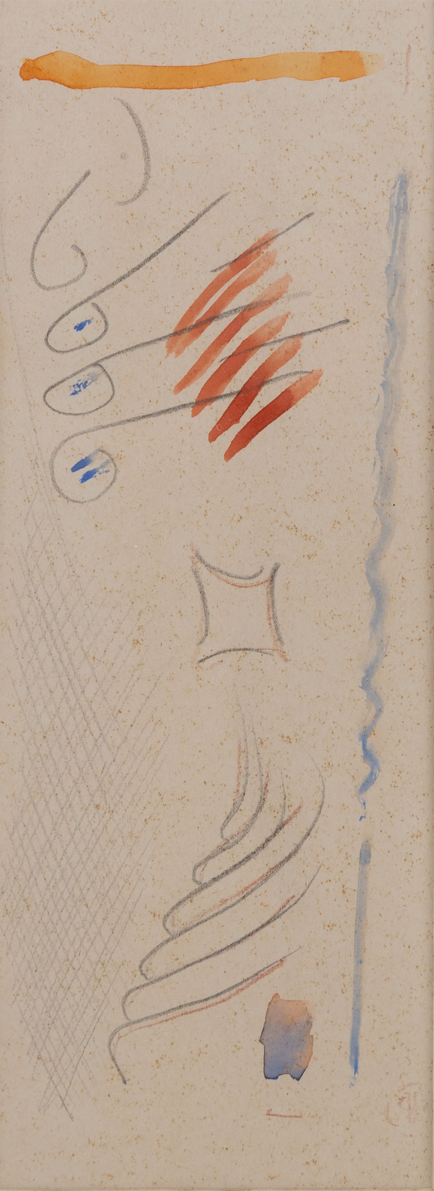 British School (Mid-20th Century): Abstract Shapes, watercolour and pencil on paper, faintly signed with monogram, 29cm x 11cm 