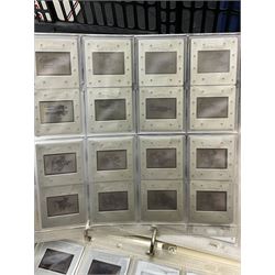 Approximately two thousand professionally mounted photographic transparencies of military interest, predominantly soldiers, groups of soldiers and uniforms, some taken of bookplates and cigarette cards etc; housed in eleven loose leaf albums and one file box, some with annotations