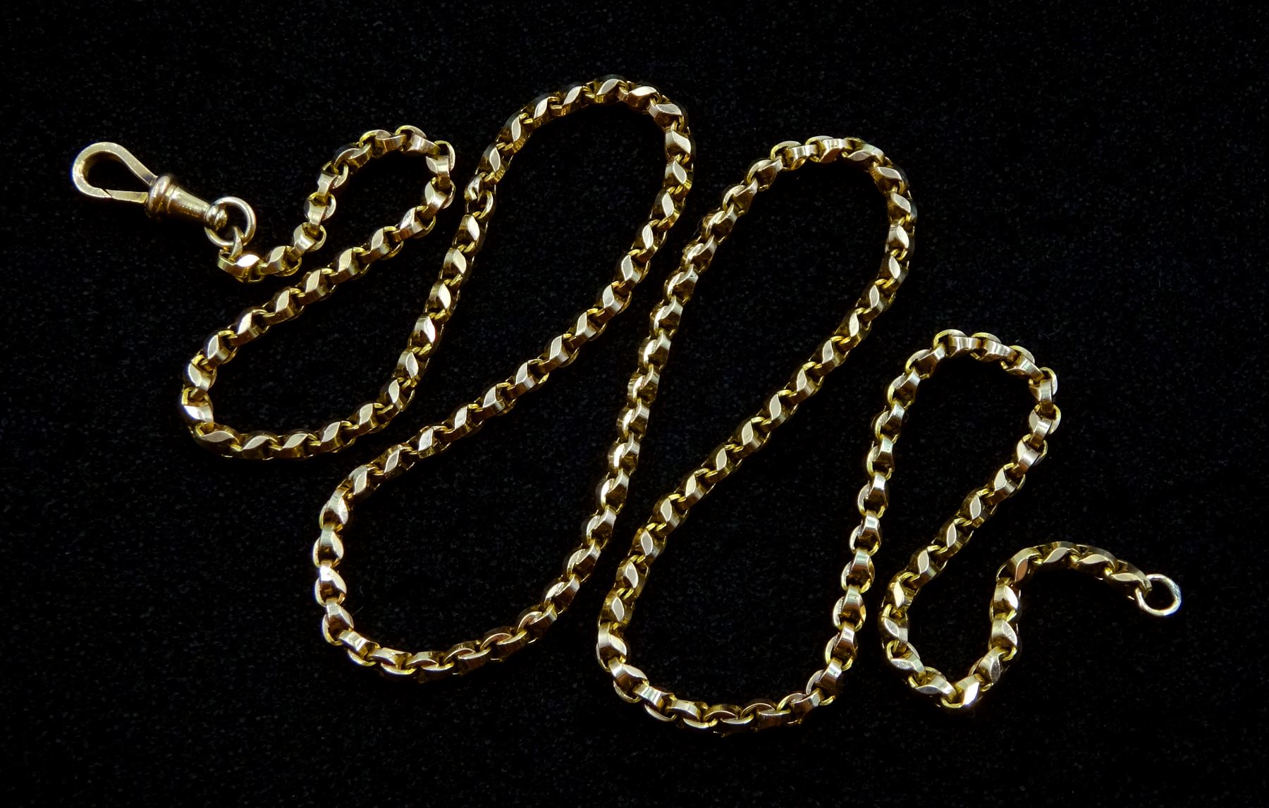 Early 20th century 9ct gold link chain with clip, stamped, approx 18.7gm