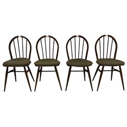 Ercol - set of four dark elm stick back chairs