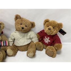 Eight annual Fraser Bears, by House of Fraser, dating between 2004 and 2011, tallest H46cm