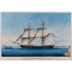 Giovanni (John) Luzzo (Italian 1851-1877): 'Brig Berdinkha of Whitby - Capt. C Thompson 18...