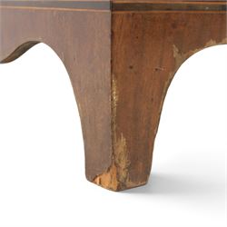 19th century mahogany chest, two short over three long drawers with brass handles, raised on shaped feet