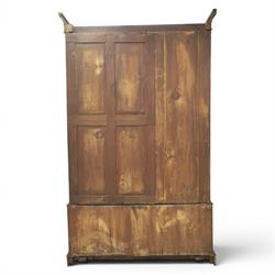Victorian mahogany wardrobe, enclosed by single mirror door, two drawers to base