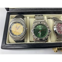 Collection of wristwatches including two Slazenger stainless steel wristwatches, England Rugby stainless steel, Casio Sea-Pathfinder, three Pod, Fossil Speedway, Speedo and Head (10) 