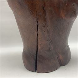 Helen Skelton (British 1933 – 2023): Large carved wooden sculpture, modelled as a male torso, H40cm. Born into an RAF family in 1933 in Kent and travelled the world extensively during her childhood. After settling in Bridlington, Helen immersed herself in painting, textiles, and wood sculpture, often inspired by nature's beauty. Her talent was showcased in a one-woman show at Sewerby Hall and recognised with the sculpture prize at Ferens Art Gallery in 2000. Sadly, Helen’s daughter passed away from cancer in 2005. This loss inspired Helen to donate her sculptures to Marie Curie upon her passing in 2023.