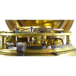 George IV 18ct gold lever fusee pocket watch by Abraham Jackson, Liverpool, No. 5003, gilt dial with Roman numerals and subsidiary seconds dial,  later Victorian engine turned case with cartouche by Henry Stuart, Chester 1860