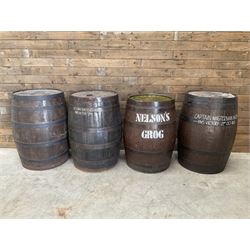 Four coopered barrel pub tables 
