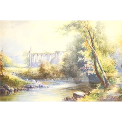 William Joseph Boyes (British 1871-1919): The Wharfe at Bolton Abbey, watercolour signed 35cm x 53cm