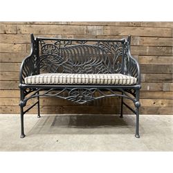 Richard Bawden (1936-2024); - Cat design painted cast iron garden bench