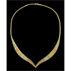 9ct tri-coloured gold necklace, Sheffield import mark 1990