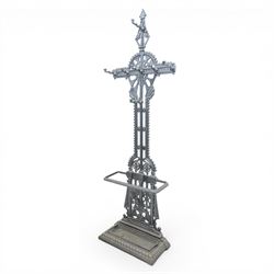 Late 19th century cast iron hall stand in the style of Christopher Dresser, cross shaped u...