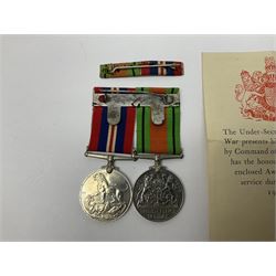 Twelve WW2 medals comprising four 1939-1945 war medals, four Defence medals, three 1939-1945 Stars and Africa Star; all with ribbons; some as groups in two issue boxes with slips