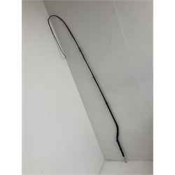 Victorian trap/coaching whip, principally in blackened thorn wood, with a silver cap engraved 'Marmaduke Furness Esquire Nov 1st 1904', hallmarked London 1900, makers mark AC, L173cm 