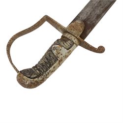 British Light Cavalry sword, with single edged curved blade and metal scabbard, overall L100cm 