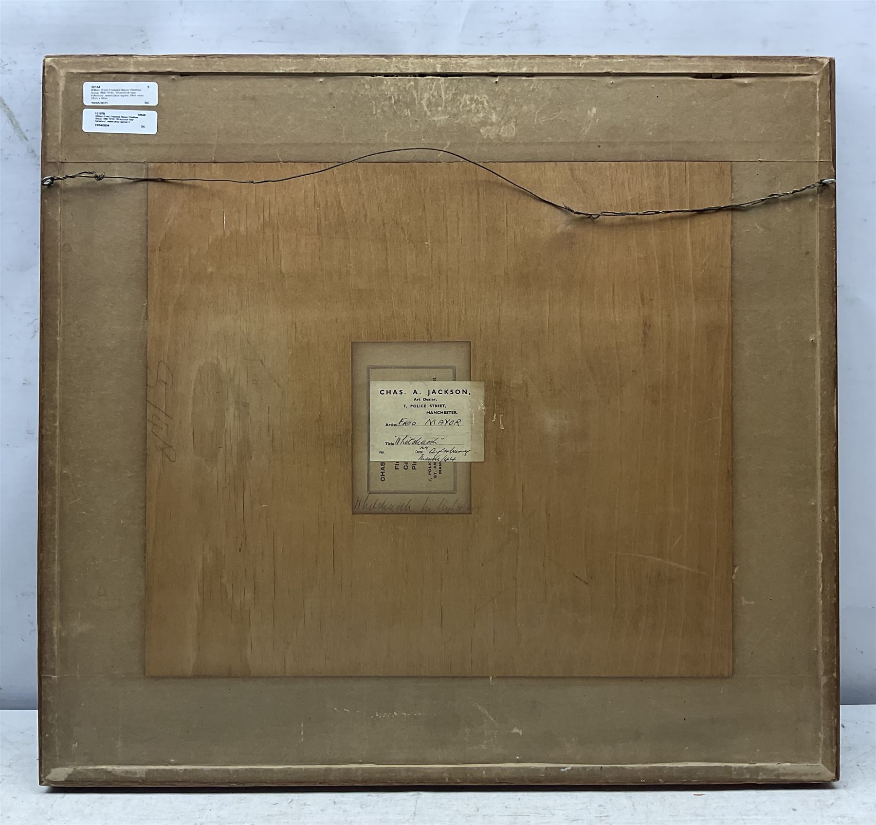 William (Fred) Frederick Mayor (Staithes Group 1866-1916): 'Whitchurch near Aylesbury', watercolour signed, titled verso 31cm x 38cm 
Provenance: private collection; David Duggleby, Scarborough 26th November 2021, Lot 56; with the Charles A Jackson Gallery, Police Street, Manchester, label verso dated March '44 - interestingly Charles Jackson was the brother of fellow Staithes Group artist Frederic William Jackson.