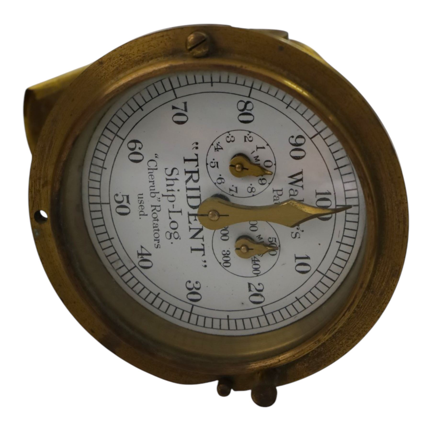 Walkers Patent 'Trident' Ship's log with cherub rotators, contained in original wooden case