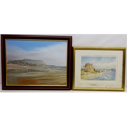  Scarborough South Bay, oil on canvas signed and dated 2000 by P. Bane 45cm x 60cm and 'Scarborough', limited edition colour print No.472/850 signed in pencil by Kenneth Burton 28cm x 38cm (2)   