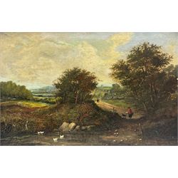 Henry Jutsum (British 1816-1869): Walking at Dusk, oil on canvas signed and dated '60,  39cm x 60cm 