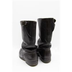 WWII German pair of black leather parade/jack boots with adjustable calf straps; both stamped Continental Nr 5 to sole