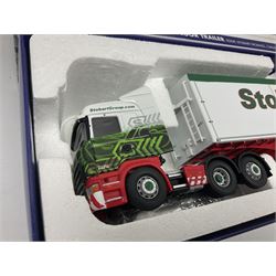 Corgi Eddie Stobart - two special edition Hauliers of Renown; CC13754 Scania R Facelift Box Step Frame Trailer and CC13756 Scania R (Rear Tag) Moving Floor Trailer; and limited edition Hauliers of Renown CC13747 Scania R (Face Lift) Super Curtainside Trailer; all boxed (3)
