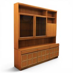 McIntosh Furniture - mid-20th century teak highboard unit, two glazed cupboards enclosing ...
