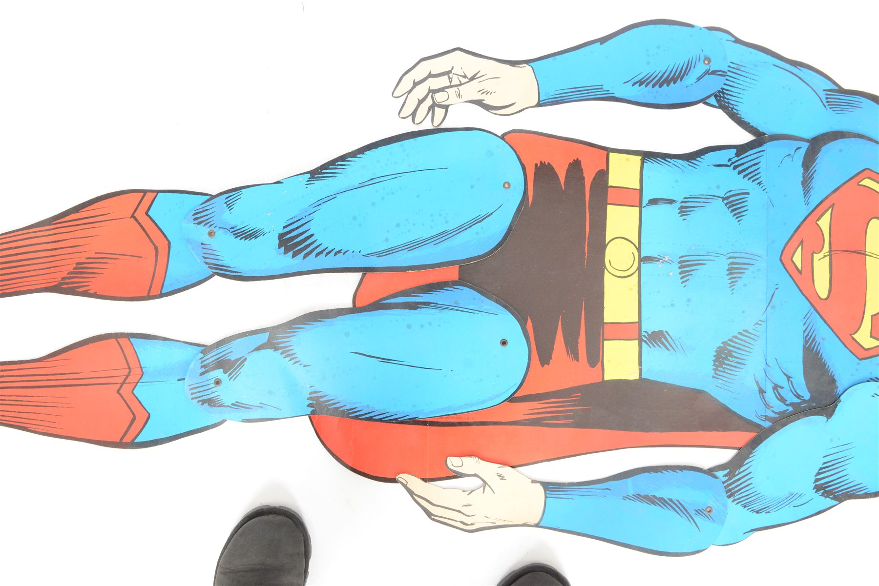 1970's DC Comics Super Man cardboard cut-out, with articulated limbs, H164cm