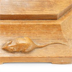 Mouseman - mid-20th century oak standard lamp, octagonal turned column, with faceted stepped base, with carved mouse signature, by the workshop of Robert Thompson of Kilburn