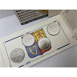 Great British and World coins, including small number of pre 1920 silver coins, pre-decimal coinage, commemorative crowns, Britain's first decimal coins sets in blue wallets, Swiss francs etc