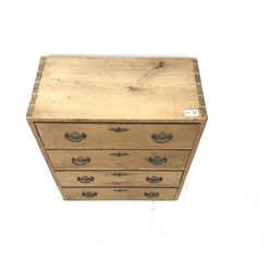 Early 20th century small pine chest, four drawers, W50cm, H59cm, D24cm