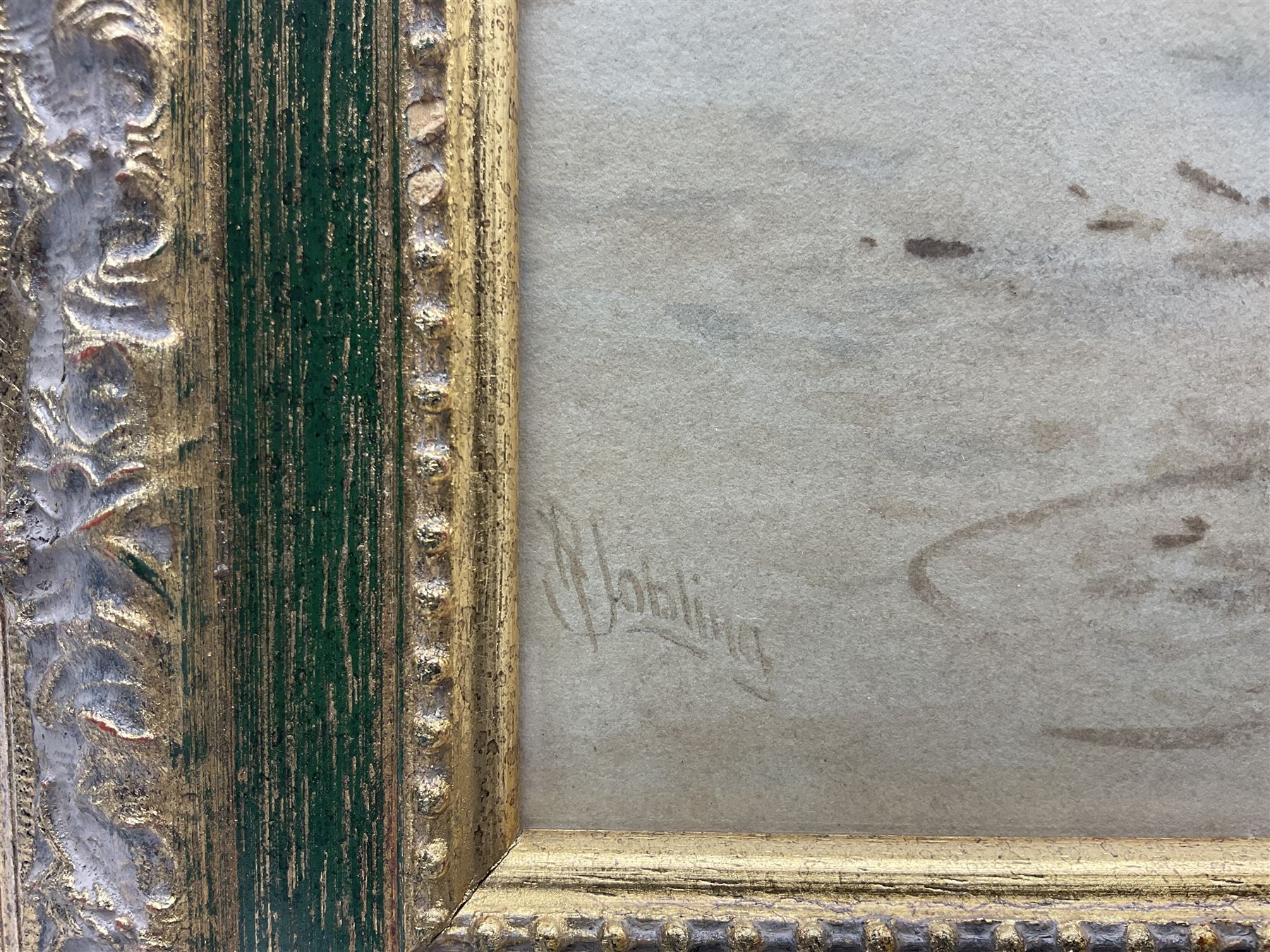 Robert Jobling (Staithes Group 1841-1923): Fisherfolk on the Beach at Cullercoats, watercolour signed 25cm x 36cm