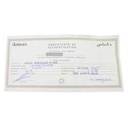 Damas 18ct white gold amethyst and diamond Vera ring, the central square cushion cut amethyst of 6.28 carat, with round brilliant cut diamond surround, pear cut amethyst gallery and diamond set shoulders, total amethyst weight 15.48 carat, total diamond weight 1.10 carat, with certificate