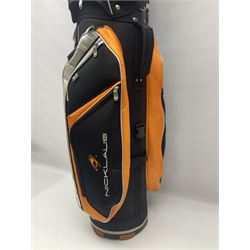 Set of eighteen golf clubs, including drivers, putters etc, together with Nicklaus golf bag