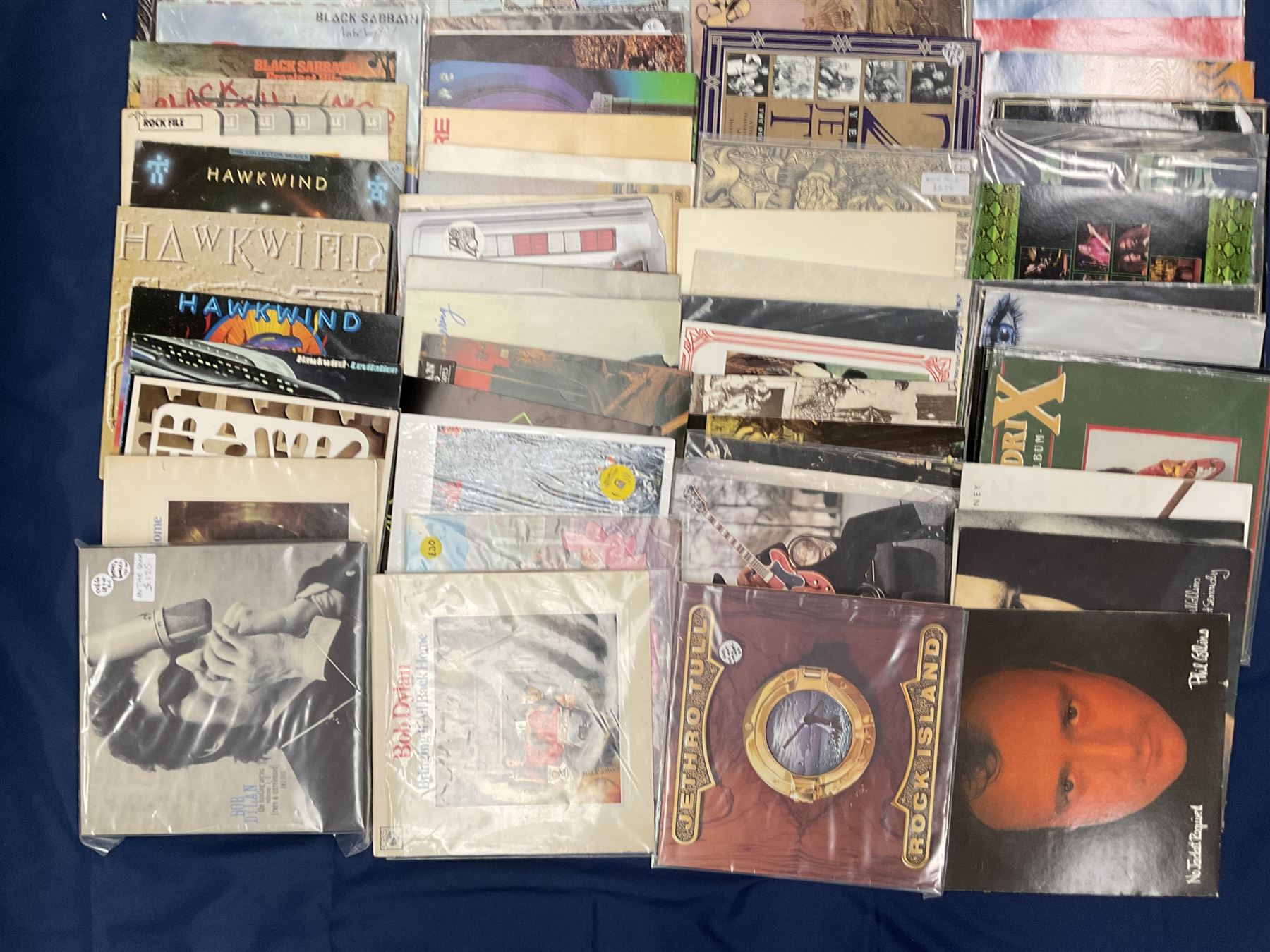 Quantity of vinyl records including Bob Dylan 'Bringing It All Back Home',  Hawk Wind 'The Xenon Codex', Black Sabbath 'Greatest Hits', 'Never Say Die!', 'Sabotage', 'Sabbath bloody Sabbath', 'Master of Reality', 'Heaven And Hell', Uriah Heep 'Firefly' and other music, approximately 110, in one box