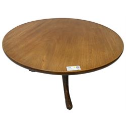 19th century mahogany low occasional or coffee table, circular tilt-top over tripod base