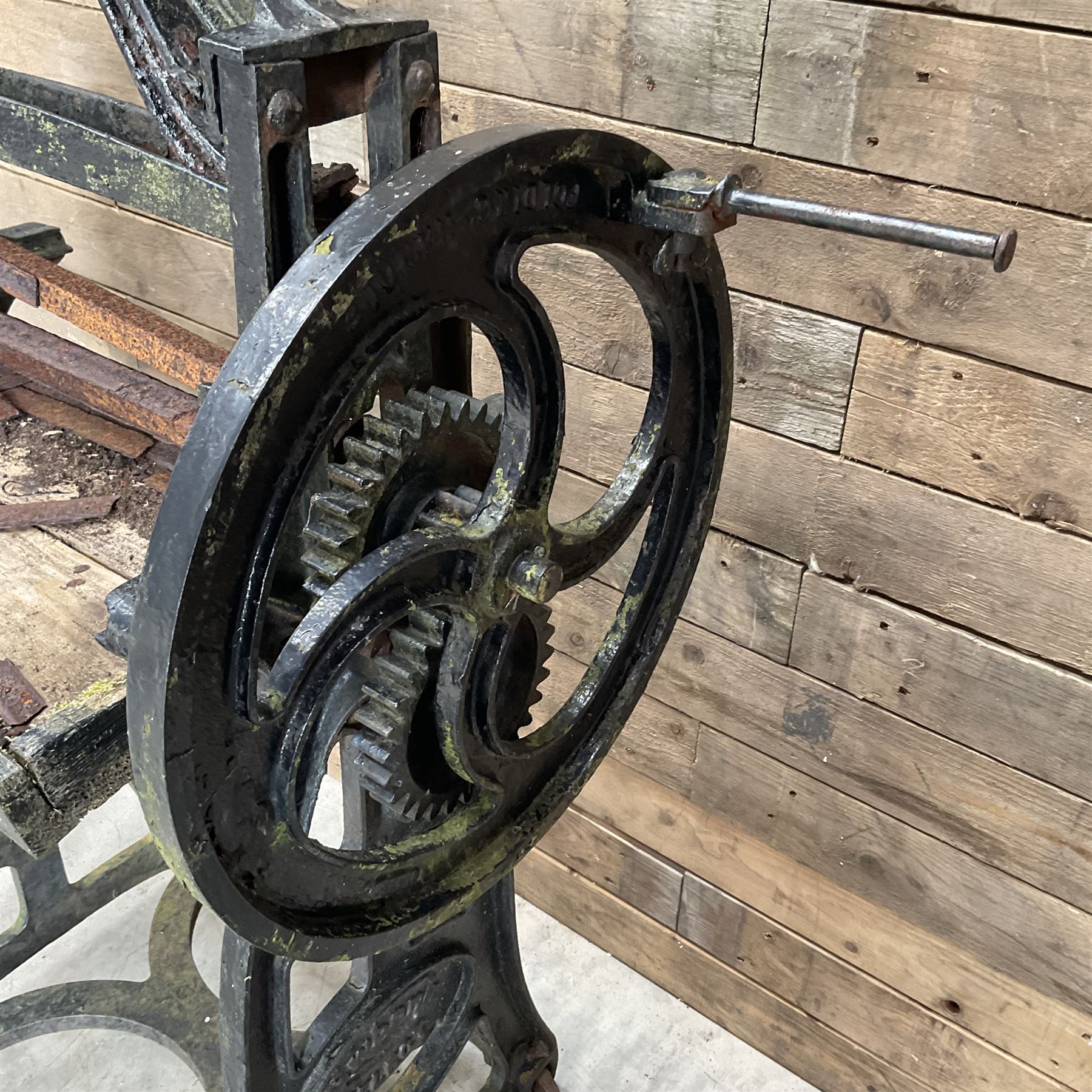 Ewbank cast iron ornamental mangle retailed by A Sawdon Whitby
