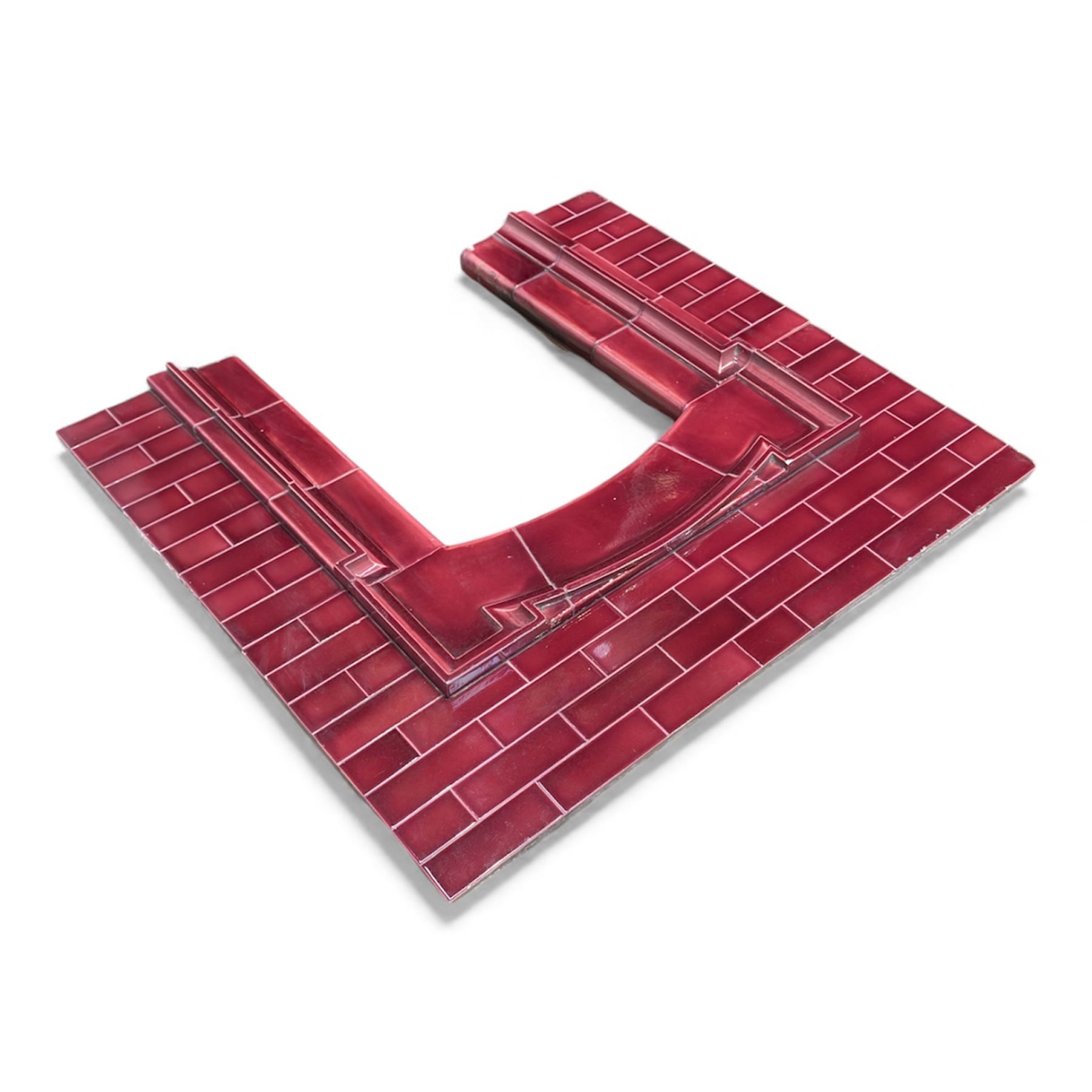 Twentieth century red glazed tile fireplace insert