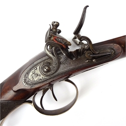 20-bore  double barrel flintlock sporting gun by Rolfe of Birmingham, fine 31