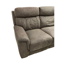 DFS - 'Vinson' grande four-seat electric reclining smart sofa upholstered in stitched grey fabric, each seat with independent electric reclining action, fitted with two USB charging ports 