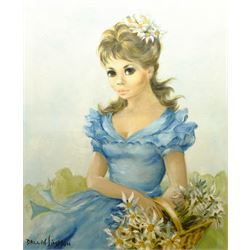 Audrey Dallas-Simpson (American 1925-1984): 'Valerie', oil on canvas signed 75cm x 62cm