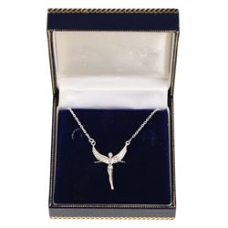 Silver angel pendant necklace, boxed