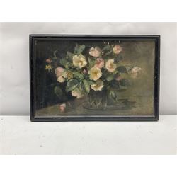 Alice Van Heddeghem (Dutch fl.1906-1927): Still Life of Dog Roses, oil on canvas laid on board signed 19cm x 30cm
