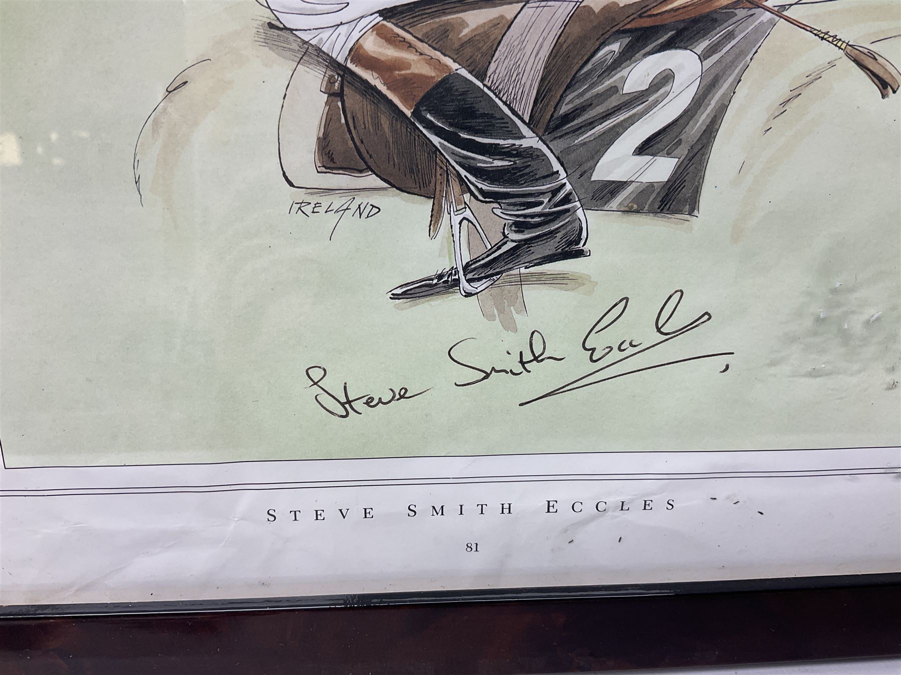 Enamel Horse racing members badges, together with three framed signed racing characters jockey prints, including Steve Smith Eccles, Willie Shoemaker and Greville Starkey, and one other print